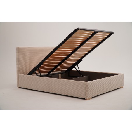 Łóżko tapicerowane NOBO 180x200 beżowe, sztruks, z Pojemnikiem