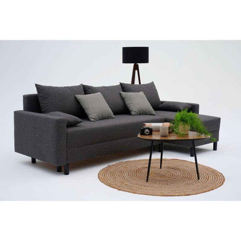 Narożnik Rozkładany MOLLY 3-osobowy z Funkcją Spania Ciemnoszary