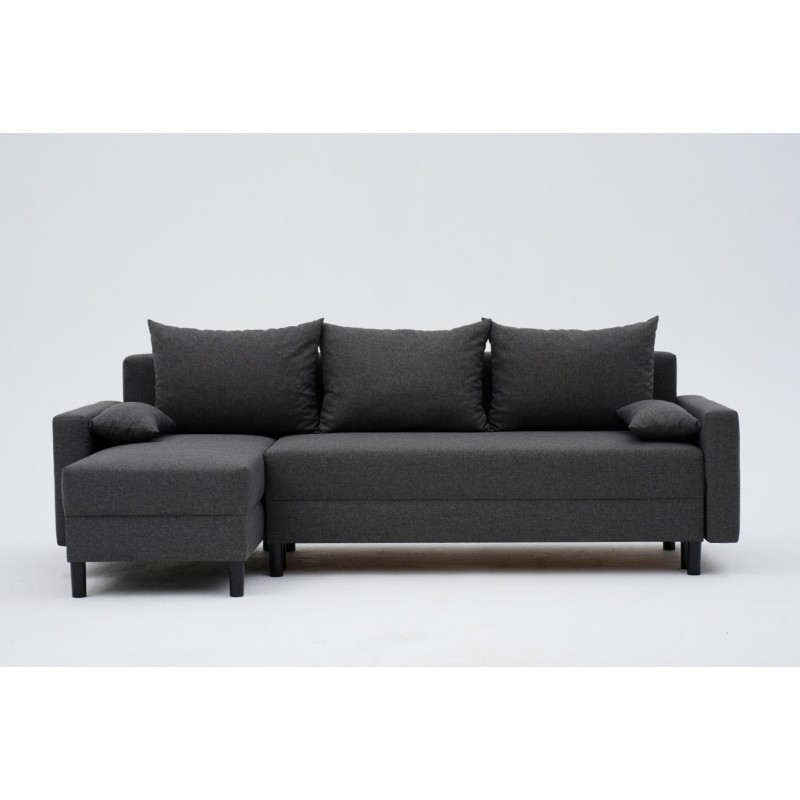 Narożnik Rozkładany MOLLY 3-osobowy z Funkcją Spania Ciemnoszary