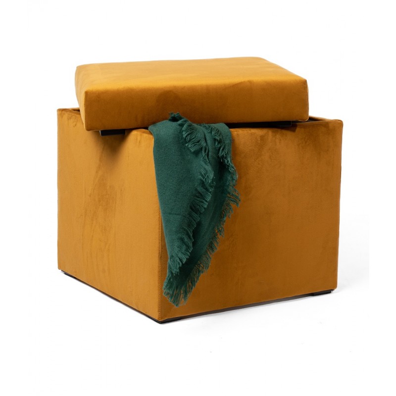 Pufa Fiesta 40x40x40 Musztardowa z Pojemnikiem