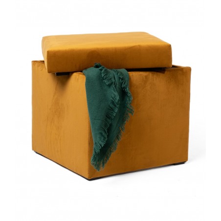 Pufa Fiesta 40x40x40 Musztardowa z Pojemnikiem