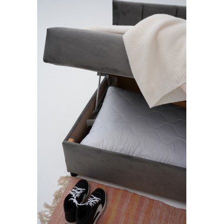 Tapczan Młodzieżowy FENIKS 90x200 Z Pojemnikiem i Oparciem Szary Welur