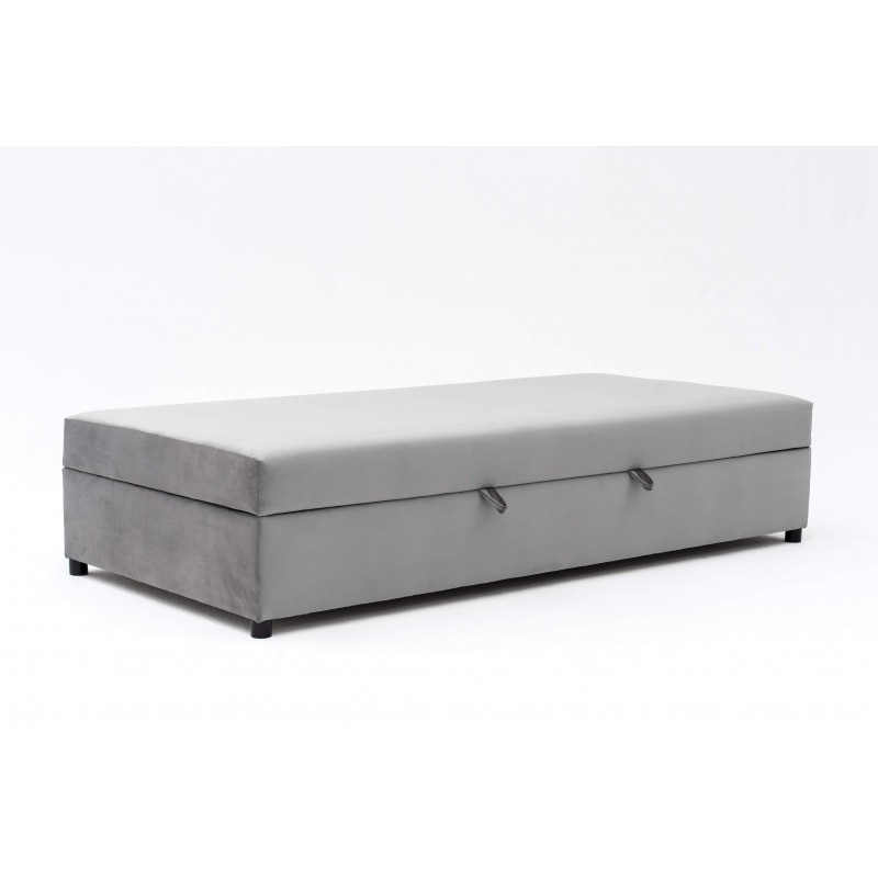 Tapczan FENIKS 120x200 z Pojemnikiem Szary Welur