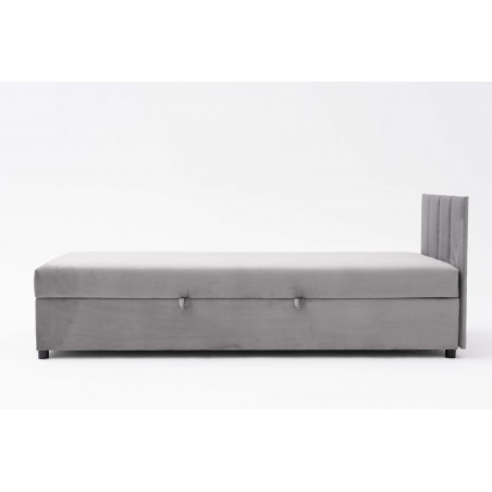 Tapczan Jednoosobowy Dla Dziecka FENIKS 80x200 z Pojemnikiem i Wezgłowiem Szary Welur