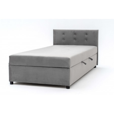 Tapczan Jednoosobowy Dla Dziecka FENIKS 80x200 z Pojemnikiem i Wezgłowiem Szary Welur