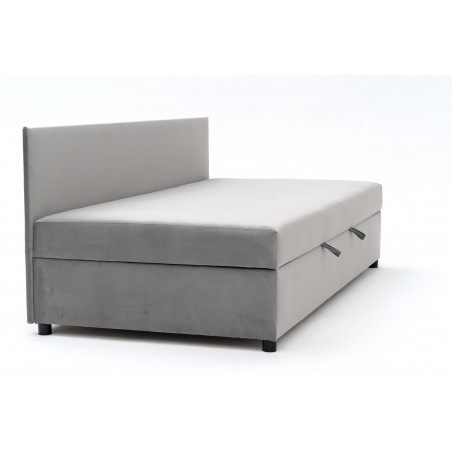 Tapczan Młodzieżowy FENIKS 90x200 z Pojemnikiem i Oparciem Szary Welur