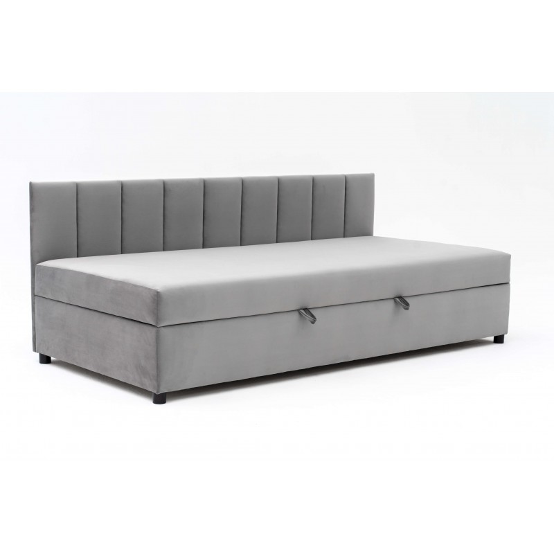 Tapczan FENIKS 120x200 z Pojemnikiem i Oparciem Szary Welur