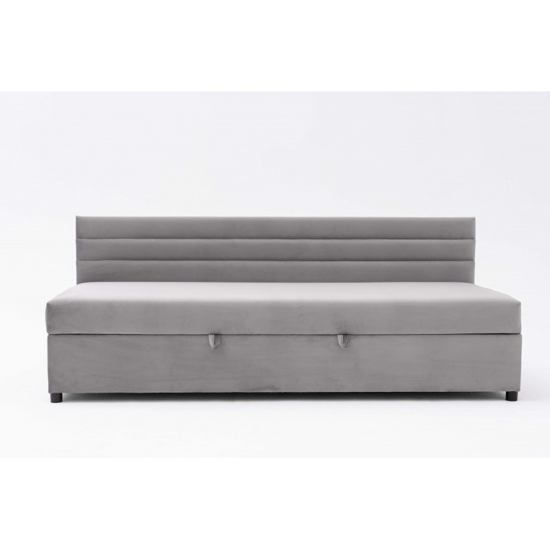 Tapczan FENIKS 120x200 Z Pojemnikiem i Oparciem Szary Welur