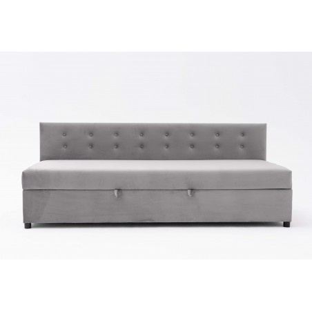 Tapczan Młodzieżowy FENIKS 90x200 Z Pojemnikiem i Oparciem Szary Welur