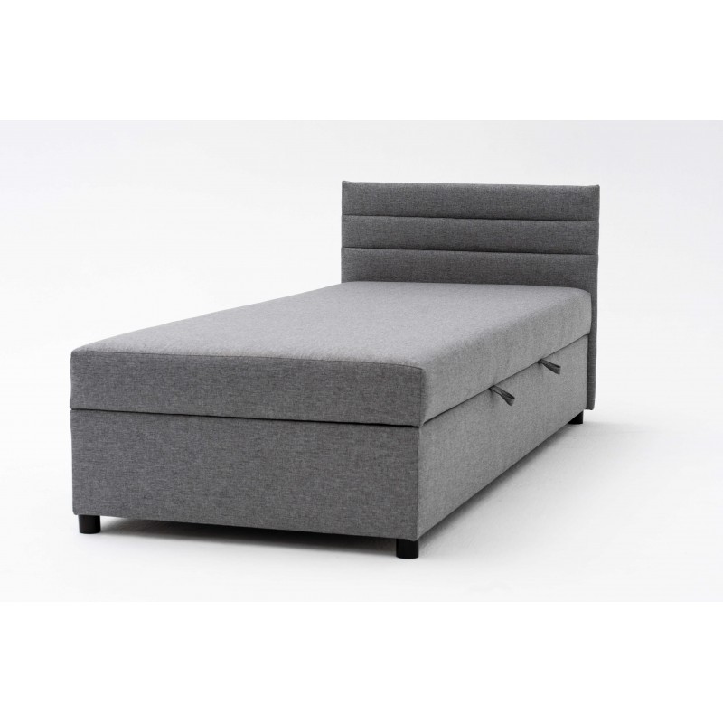 Tapczan Jednoosobowy Dla Dziecka FENIKS 80x200 z Pojemnikiem i Wezgłowiem Szary