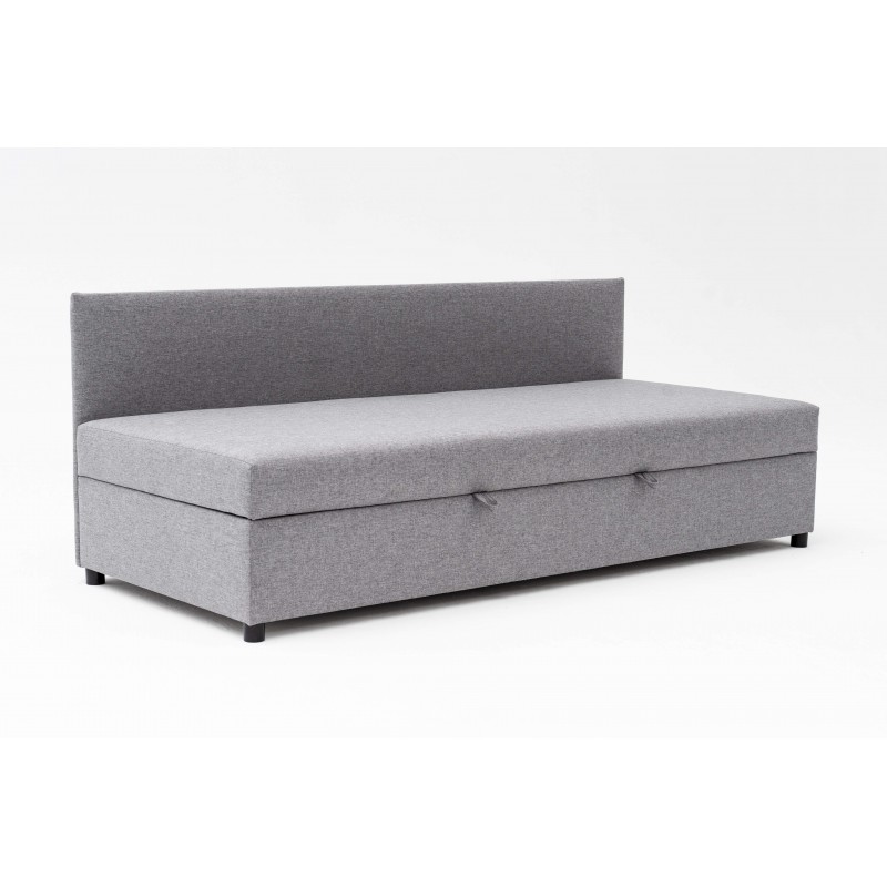 Tapczan Jednoosobowy Dla Dziecka FENIKS 80x200 z Pojemnikiem i Oparciem Szary