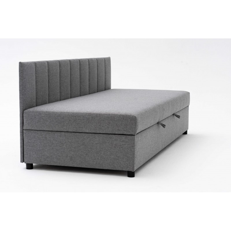 Tapczan Jednoosobowy Dla Dziecka FENIKS 80x200 z Pojemnikiem i Oparciem Szary