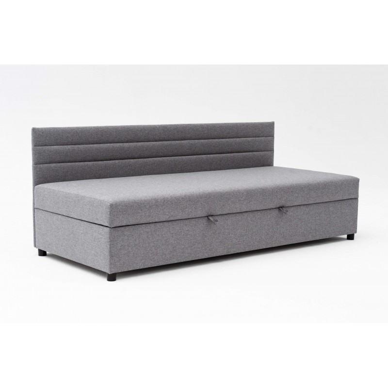 Tapczan Jednoosobowy Dla Dziecka FENIKS 80x200 z Pojemnikiem i Oparciem Szary