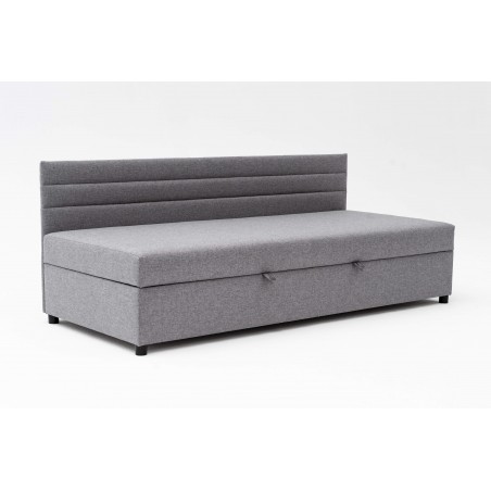 Tapczan Jednoosobowy Dla Dziecka FENIKS 80x200 z Pojemnikiem i Oparciem Szary