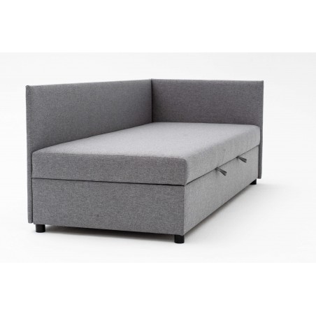 Tapczan Młodzieżowy FENIKS 90x200 z Pojemnikiem Bokiem i Oparciem Szary