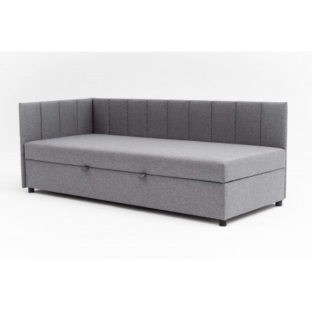 Tapczan Młodzieżowy FENIKS 90x200 z Pojemnikiem Bokiem i Oparciem Szary