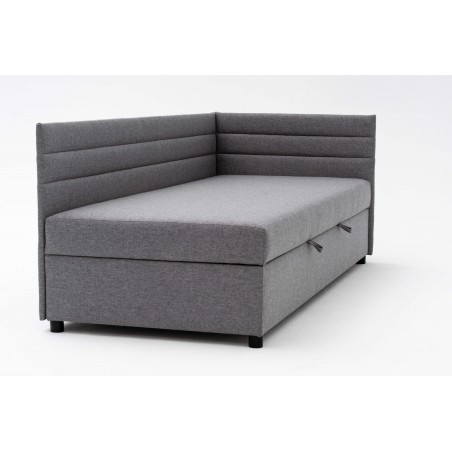 Tapczan Jednoosobowy Dla Dziecka FENIKS 80x200 z Pojemnikiem Bokiem i Oparciem Szary