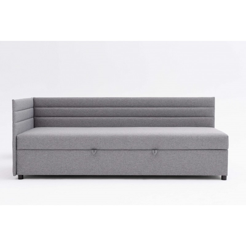 Tapczan Młodzieżowy FENIKS 90x200 z Pojemnikiem Bokiem i Oparciem Szary