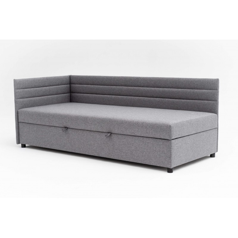 Tapczan FENIKS 120x200 z Pojemnikiem Bokiem i Oparciem Szary