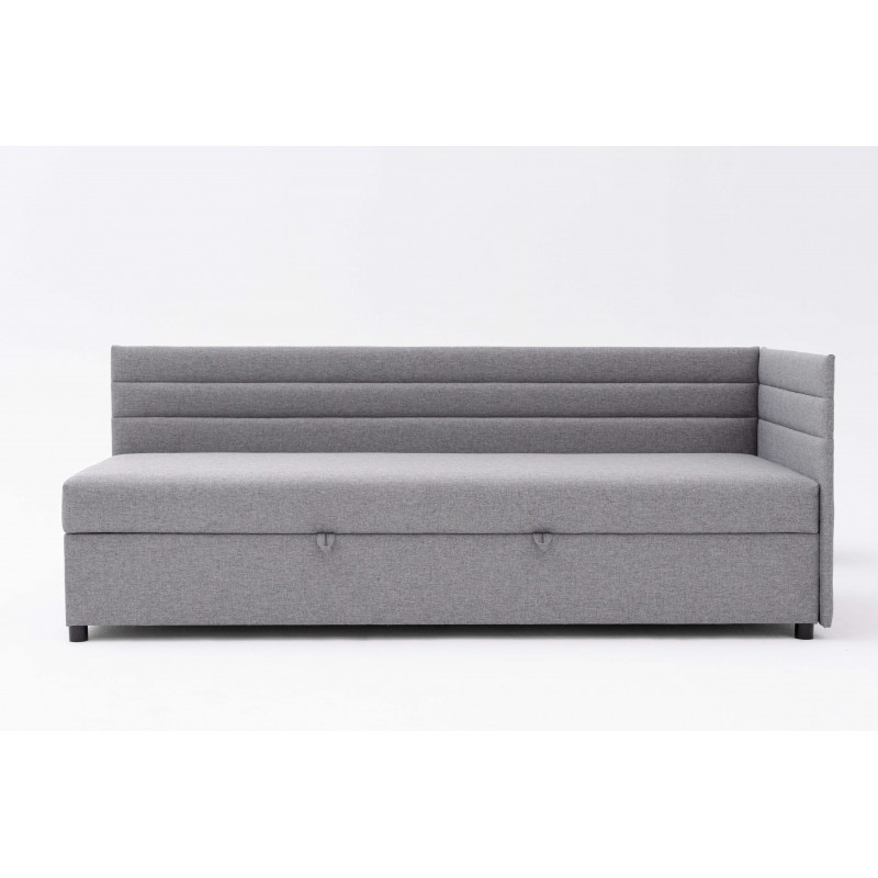 Tapczan FENIKS 120x200 z Pojemnikiem Bokiem i Oparciem Szary