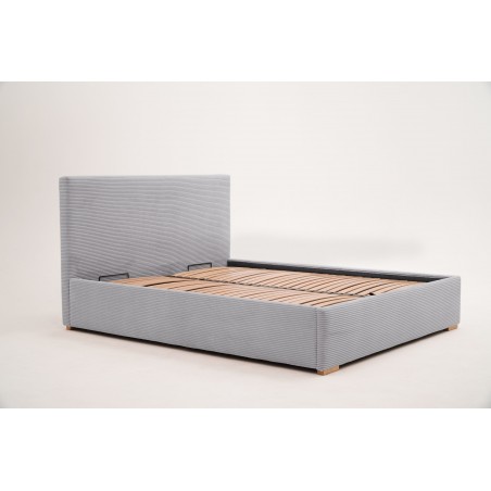Łóżko tapicerowane NOBO 140x200 szare, sztruks, z Pojemnikiem