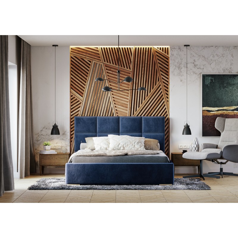 Łóżko tapicerowane z pojemnikiem na pościel Mateo - Domyou