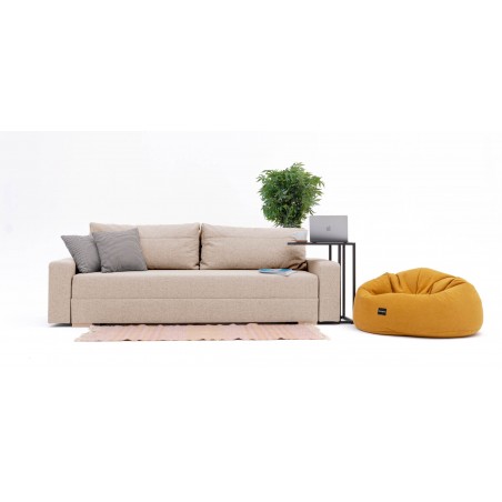 Kanapa z Funkcją Spania Beżowa Rozkładana NEVA, 3-osobowa z Pojemnikiem Na Pościel