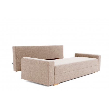 Kanapa z Funkcją Spania Beżowa Rozkładana NEVA, 3-osobowa z Pojemnikiem Na Pościel
