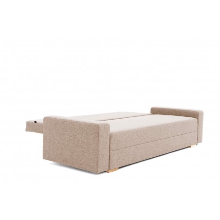 Kanapa z Funkcją Spania Beżowa Rozkładana NEVA, 3-osobowa z Pojemnikiem Na Pościel