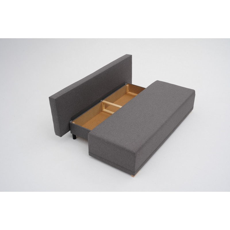 Kanapa Rozkładana z Funkcją Spania GOYA Szara 3-osobowa z Pojemnikiem