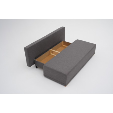 Kanapa Rozkładana z Funkcją Spania GOYA Szara 3-osobowa z Pojemnikiem