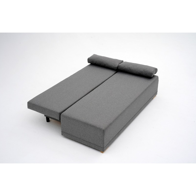 Kanapa Rozkładana z Funkcją Spania GOYA Szara 3-osobowa z Pojemnikiem