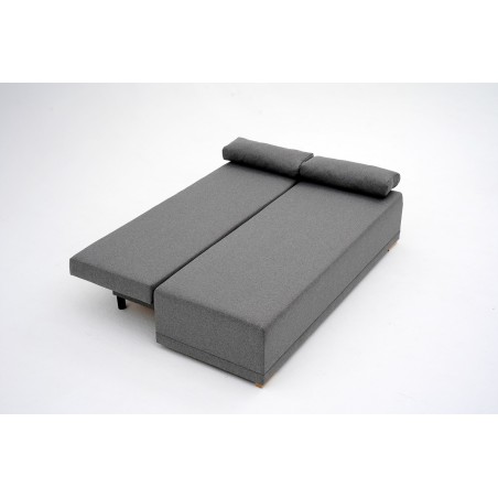 Kanapa Rozkładana z Funkcją Spania GOYA Szara 3-osobowa z Pojemnikiem