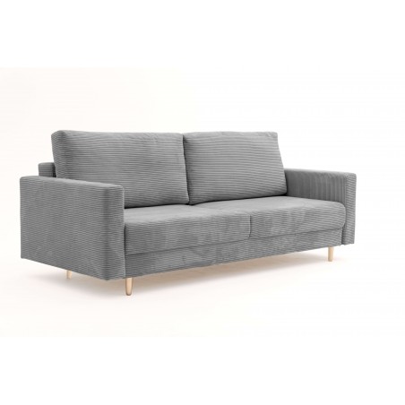 Kanapa z Funkcją Spania Sztruksowa NOBO 3-osobowa, Ciemnoszara