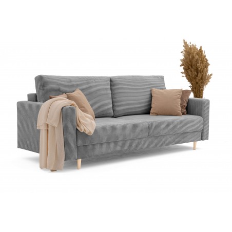 Kanapa z Funkcją Spania Sztruksowa NOBO 3-osobowa, Ciemnoszara