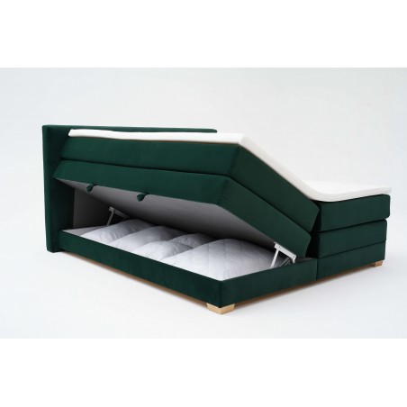 Łóżko kontynentalne RAVEN 160x200, butelkowa zieleń, Boxspring z Pojemnikiem