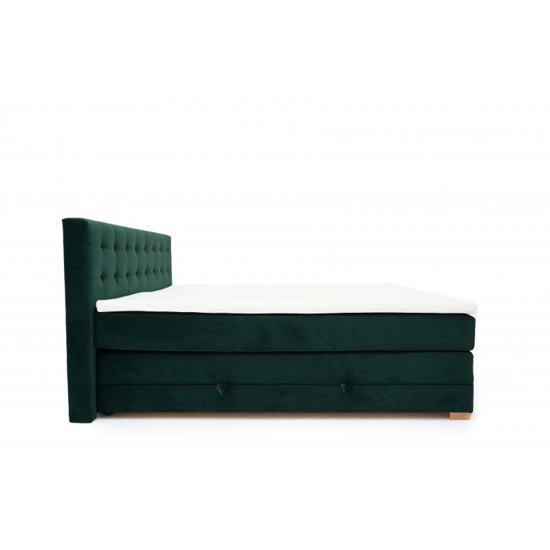 Łóżko kontynentalne RAVEN 160x200, butelkowa zieleń, Boxspring z Pojemnikiem