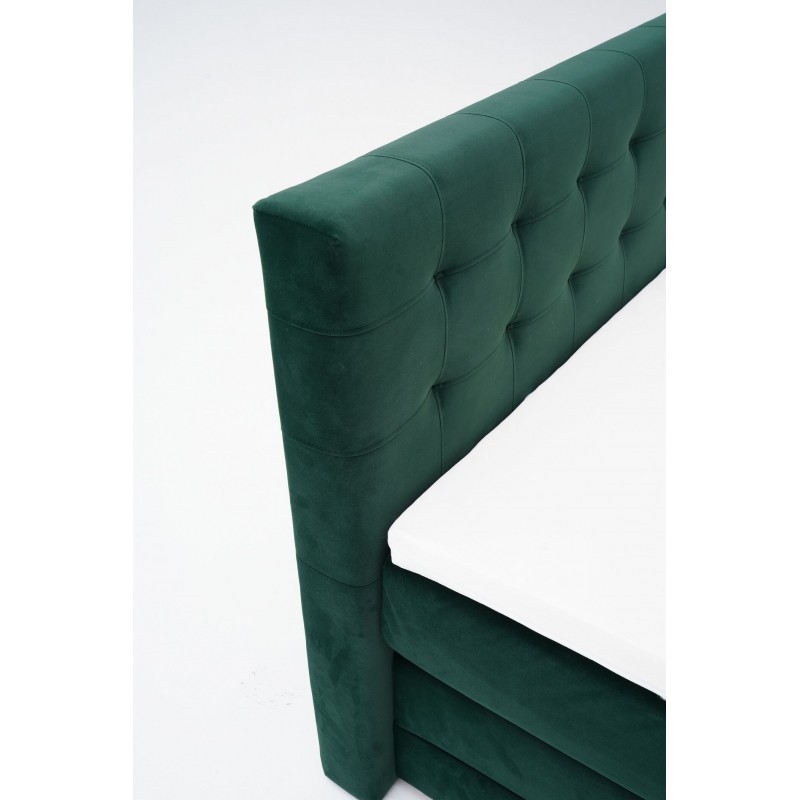 Łóżko kontynentalne RAVEN 160x200, butelkowa zieleń, Boxspring z Pojemnikiem