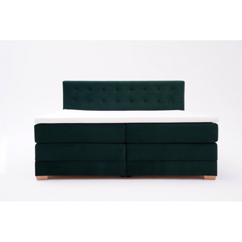 Łóżko kontynentalne RAVEN 160x200, butelkowa zieleń, Boxspring z Pojemnikiem