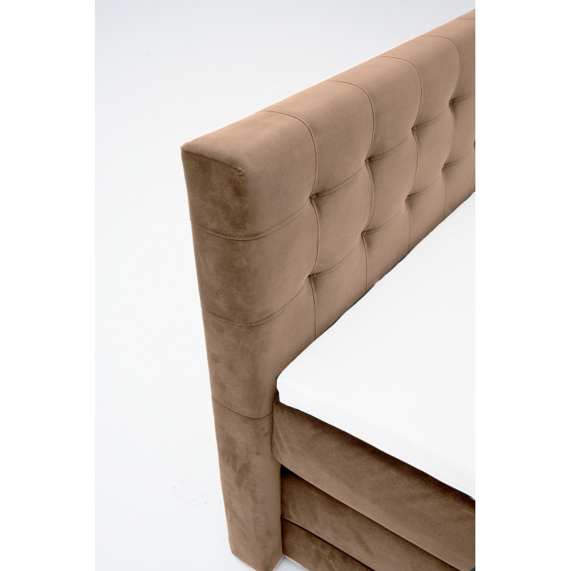 Łóżko kontynentalne RAVEN 160x200, Beżowe, Boxspring z Pojemnikiem