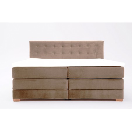 Łóżko kontynentalne RAVEN 160x200, Beżowe, Boxspring z Pojemnikiem