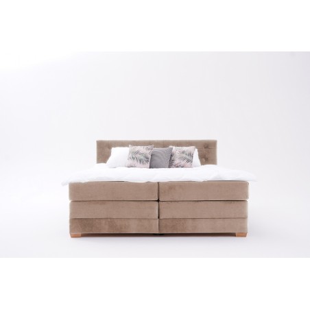 Łóżko kontynentalne RAVEN 160x200, Beżowe, Boxspring z Pojemnikiem