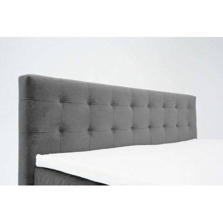 Łóżko kontynentalne RAVEN 160x200, Szare, Boxspring z pojemnikiem