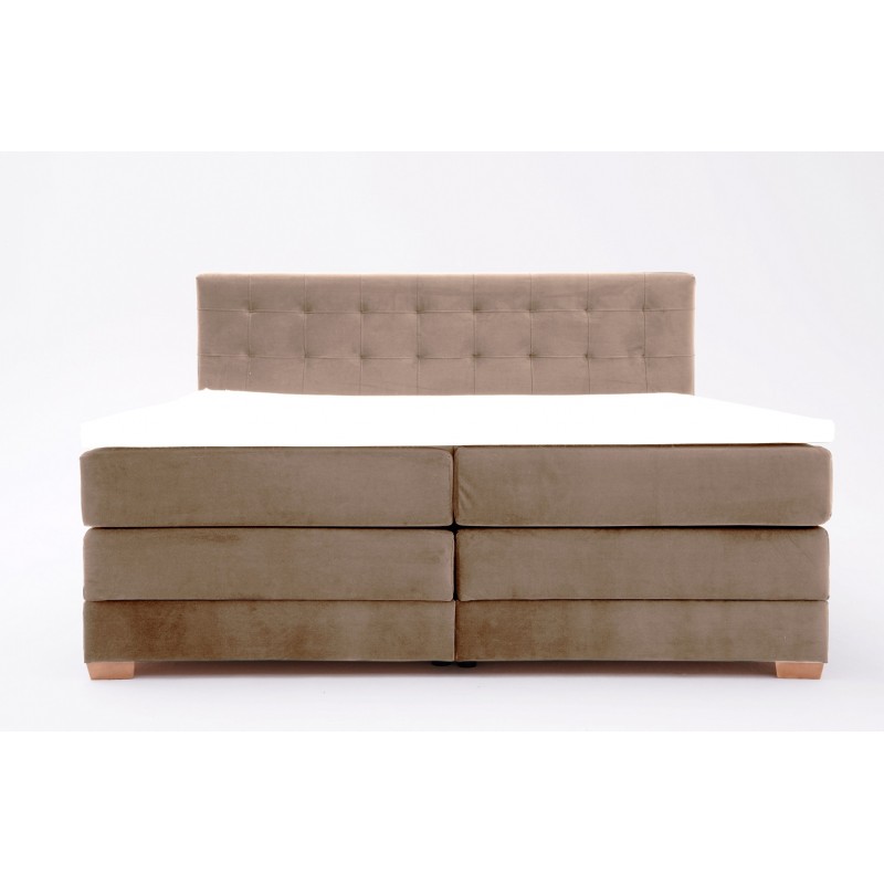 Łóżko kontynentalne RAVEN 180x200, Beżowe, Boxspring z Pojemnikiem