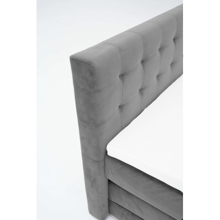 Łóżko kontynentalne RAVEN 180x200, Szare, Boxspring z Pojemnikiem