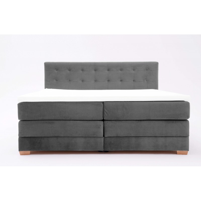Łóżko kontynentalne RAVEN 180x200, Szare, Boxspring z Pojemnikiem