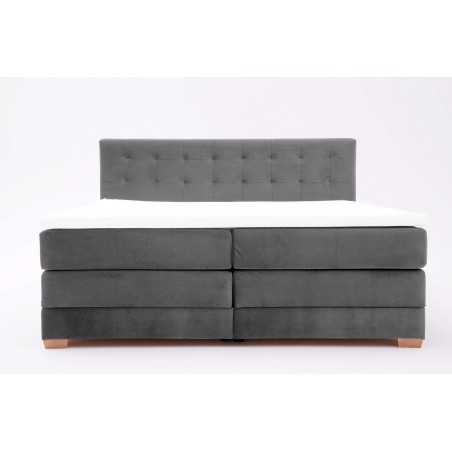 Łóżko kontynentalne RAVEN 180x200, Szare, Boxspring z Pojemnikiem