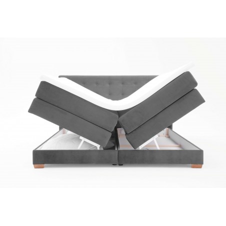 Łóżko kontynentalne RAVEN 180x200, Szare, Boxspring z Pojemnikiem
