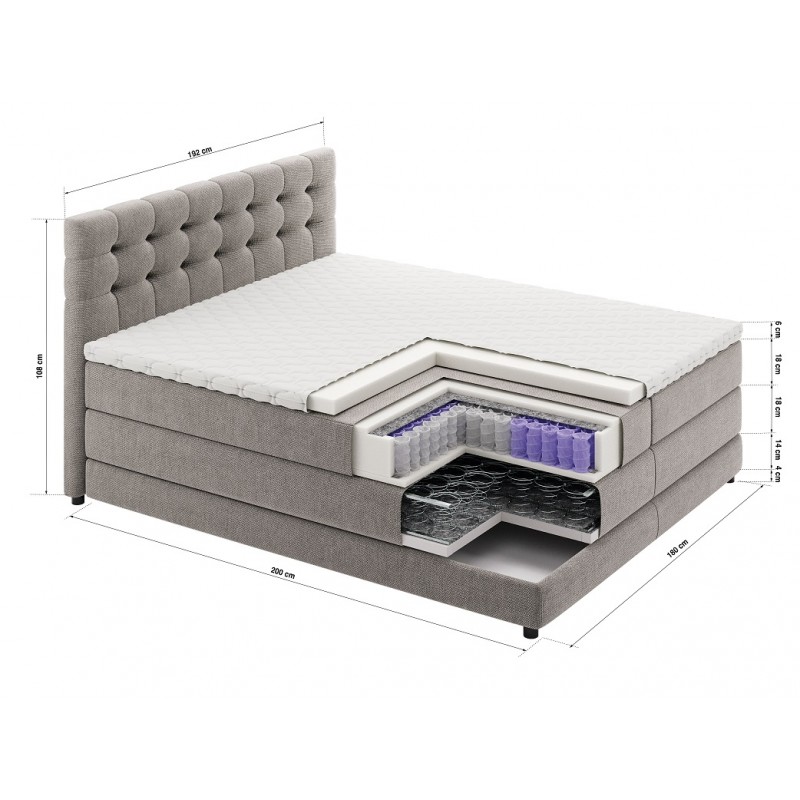 Łóżko kontynentalne RAVEN 180x200, Zielone, Boxspring z Pojemnikiem