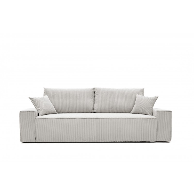 Kanapa z Funkcją Spania Sztruksowa Bora 3-osobowa z Pojemnikiem Szary